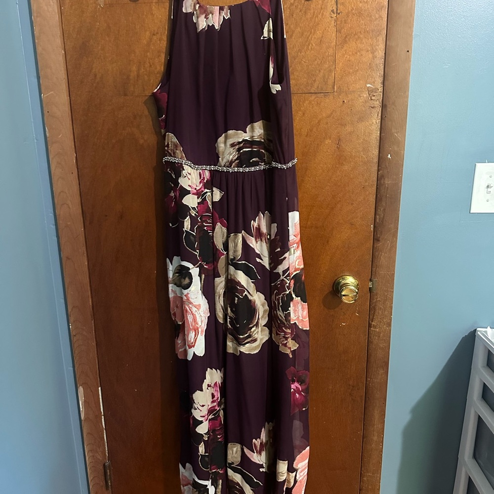 SLNY Purple Halter Maxi Sundress